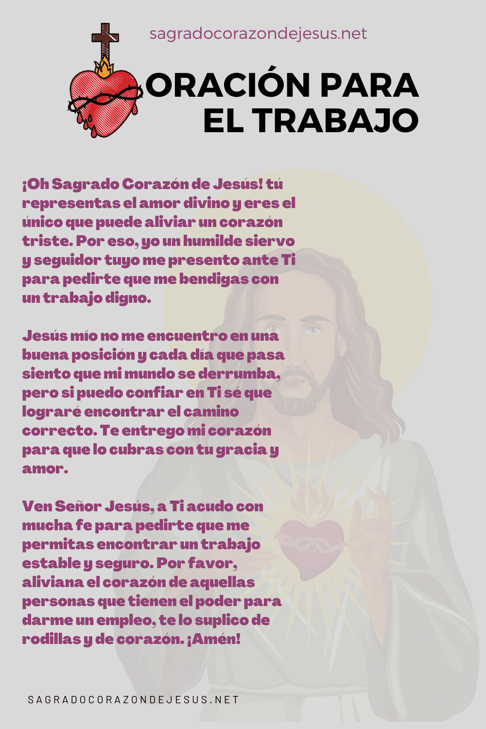 Oración para el Trabajo al Sagrado Corazón De Jesús Poderosa